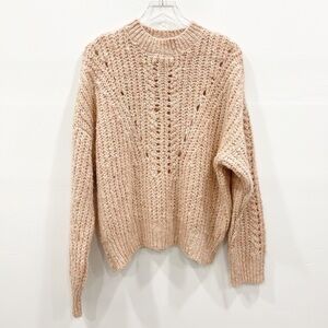 Topshop Pink Textured Pointelle Knit Sweater Chunky Knit Size 12 Oversized